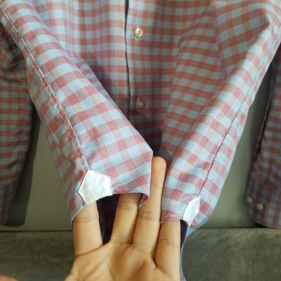 Emanuel Berg Modern Fit Checkered 15" Cotton SM Long Sleeve Shirt Button Up - Picture 8 of 14